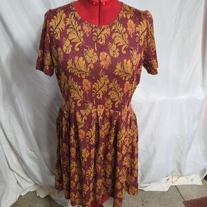 LuLaRoe Burgundy and Gold Mini Dress